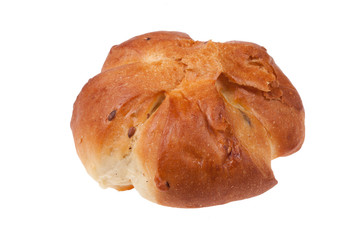 Assortment of bread and pastry composed on the table