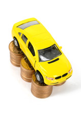 Toy car and coins