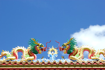 Chinese dragon on taoism temple roof