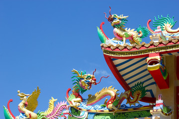 Chinese dragon on taoism temple roof