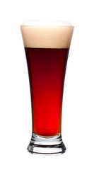 glass of dark beer on white background