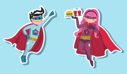 Naadloos Behang Airtex Superhelden Superheld jongens illustratie
