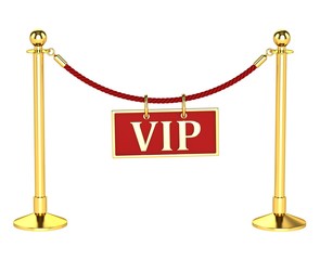 A velvet rope barrier, with a vip sign