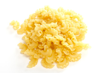 dried italian pasta on white background