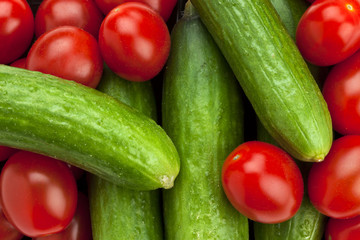 organic tomatoes and cucumbers