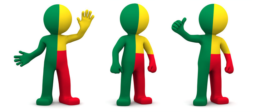 3d character textured with flag of Benin