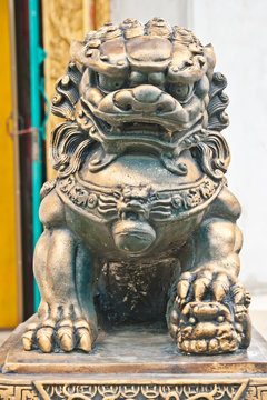 Chinese Lion, stone carving sculpture - the symbol of Power, by