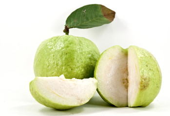 Fresh slice guava shot on white background.