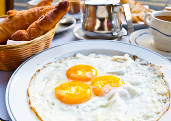 Breakfast with croissants