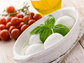 buffalo mozzarella with basil leaf