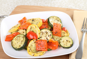 Baked Squash and Peppers