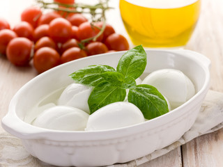buffalo mozzarella with basil leaf