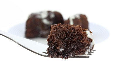 Bite of chocolate lava cake