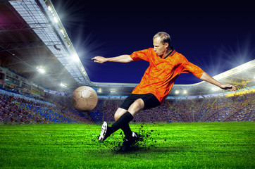 Football player on field of stadium