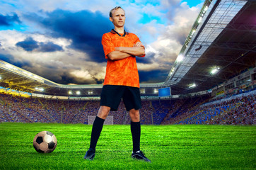 Football player on field of stadium