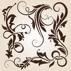 Brown floral design element collection