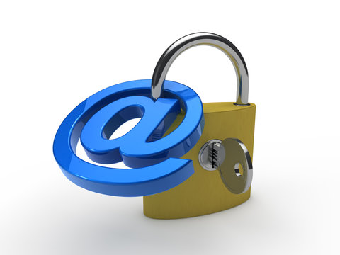 3d padlock email blue