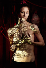 Fototapeta premium Strange girl's studio portrait
