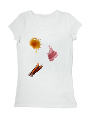 ketchup chocolate coffee wine food stains on a t shirt