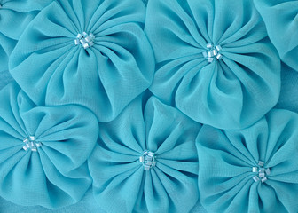 Blue fabric flowers