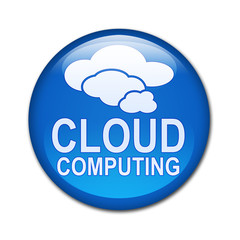 Boton brillante simbolo y texto CLOUD COMPUTING