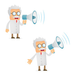 Fototapeta premium funny cartoon scientist with a megaphone