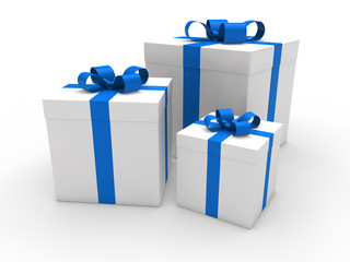 3d gift box blue white