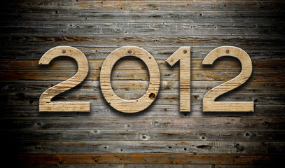 "2012" number on old wood background