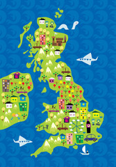 cartoon map of the uk