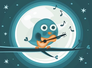 a bird at night singing a song