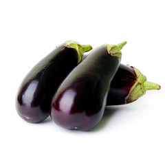 eggplants isolated on white background close up. aubergine