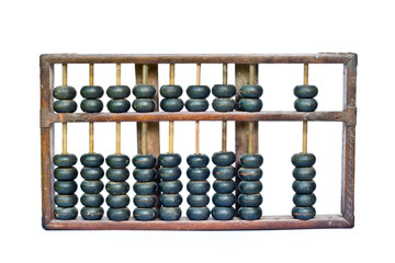 old wooden abacus on white background