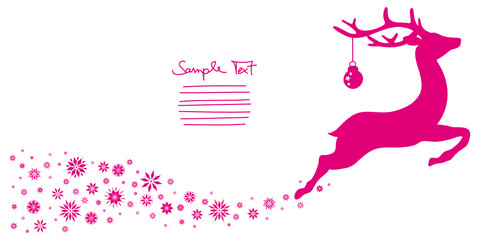 Jumping Reindeer & Snowflakes Background Pink