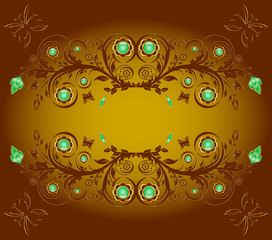 vector illustration of a floral ornament background with butterf