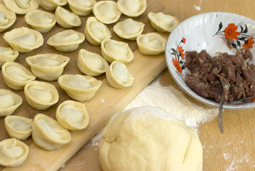 dough and stuffing, cooking Russian meals dumplings