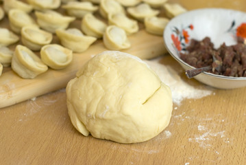 dough and stuffing, cooking Russian meals dumplings