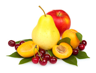 tasty summer fruits isolated on white