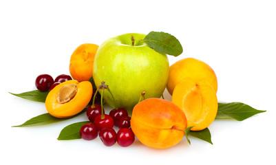 tasty summer fruits isolated on white