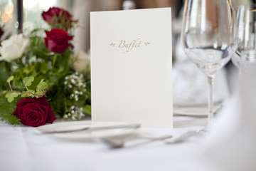 Buffet menu at wedding party - decoration