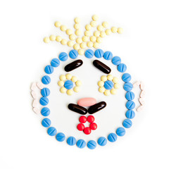 pills smiley face. Smile made of pills.