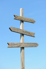 wooden blank sign post