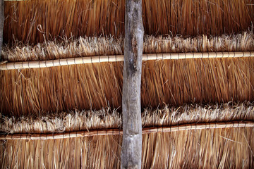Hut palapa traditional sun roof wiev from above