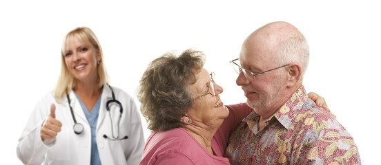 Senior Couple with Medical Doctor or Nurse Behind