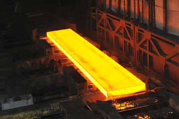hot steel on conveyor