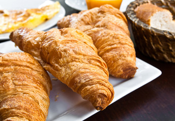 fresh croissan on table ,Delicious!