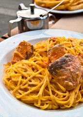 pasta and smoked salmon