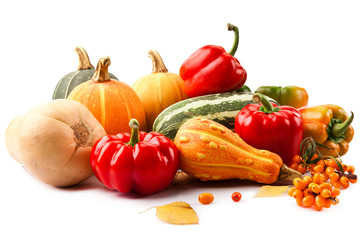 Autumn harvest on white background