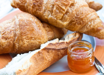 fresh croissan on table ,Delicious!