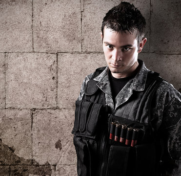 young armed soldier