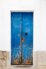 Blue wood door Mediterranean architecture Ibiza